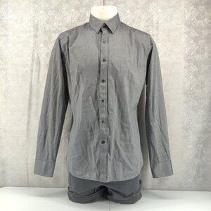 Teddy Stratford Shirt Mens Size 4 L Gray Long Sleeve Zip Fit Button Up Cotton